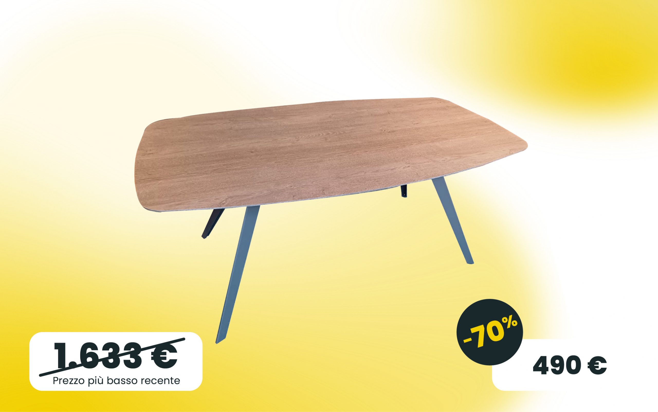 Immagine Tavolo fisso Barrique con piano in essenza Rovere grigio e struttura in metallo antracite