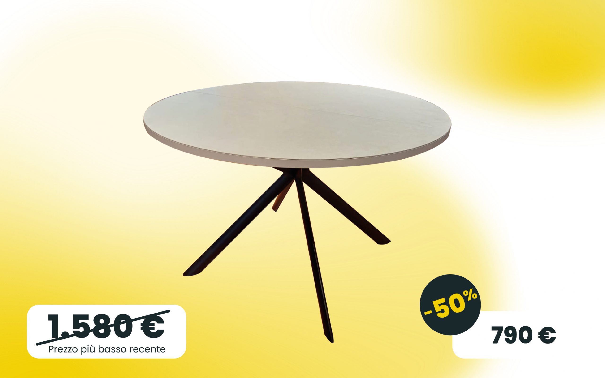 Immagine Tavolo rotondo allungabile Giove con piana sale e gambe in metallo nero