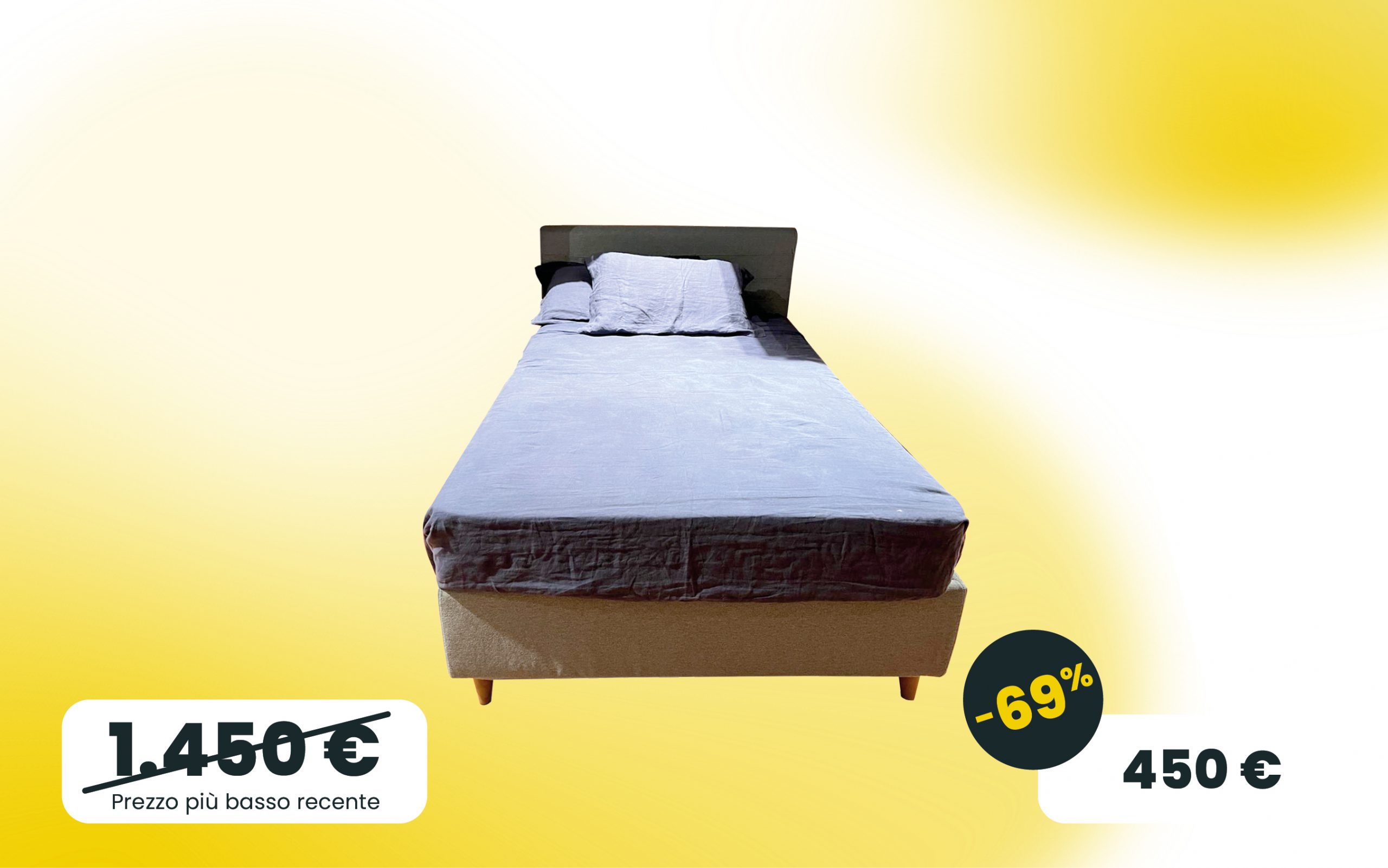 Letto in tessuto Light Blue Pocket con contenitore e tasche